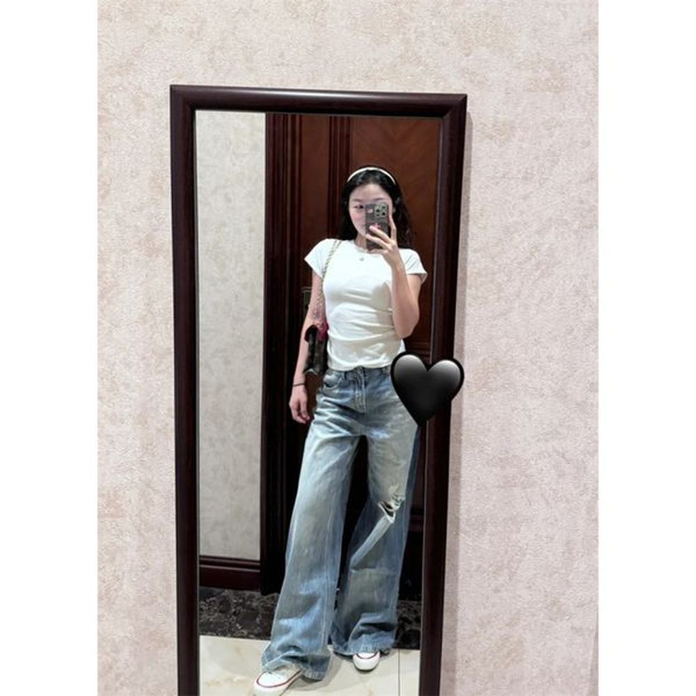 womens jeans grinding white breaking holes street cool girl bottoms