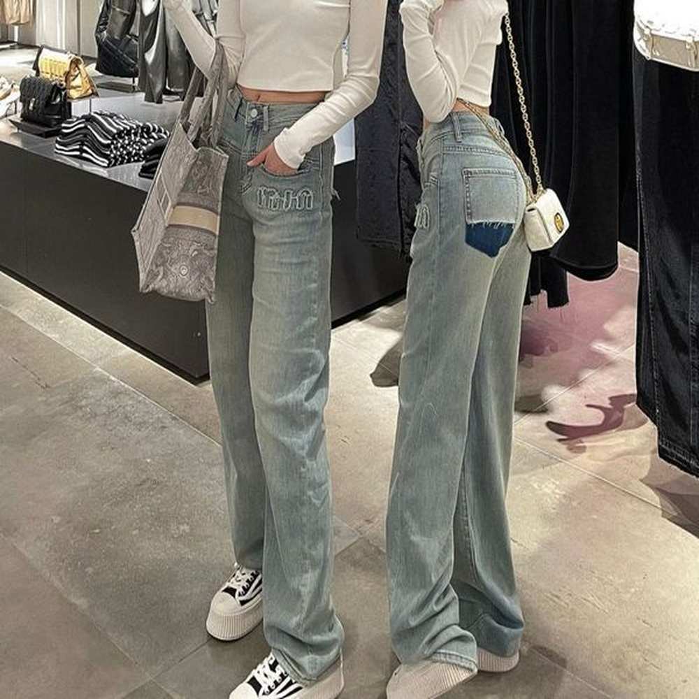 womens jeans jeans womens designer letter straight trouser legs open