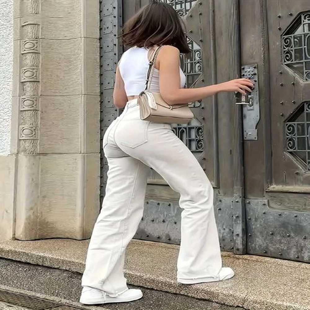 womens jeans new european and american printed straight jeans