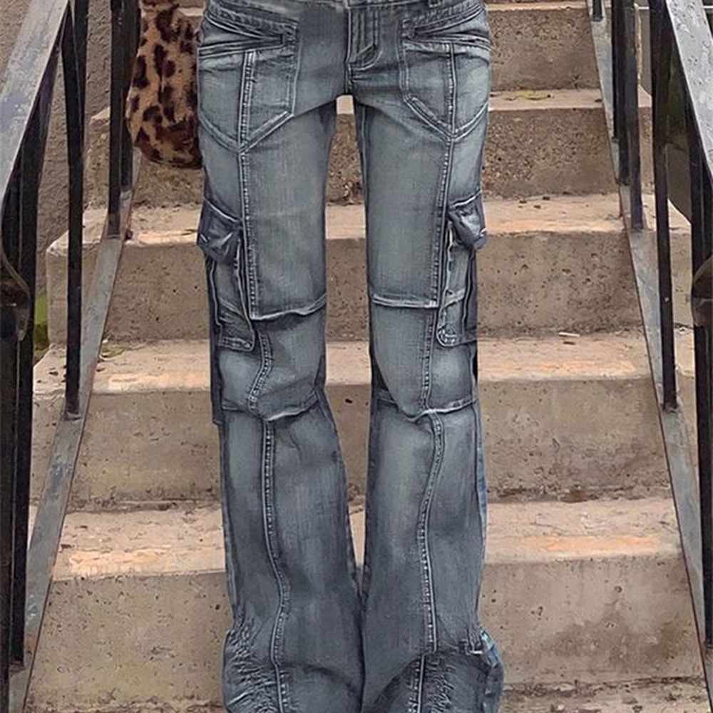 womens jeans rapcopter vintage high waisted pockets trousers baggy casual