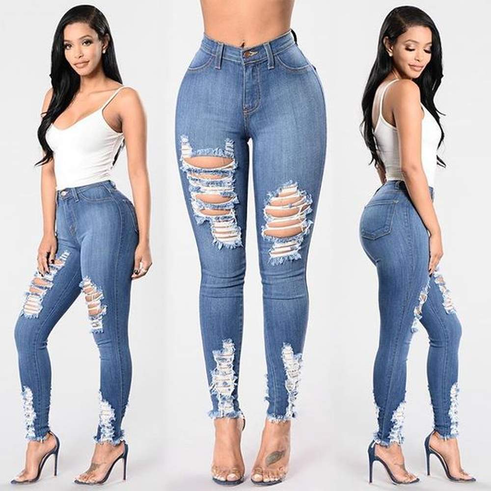womens jeans skinny woman sexy torn hole women clothing denim