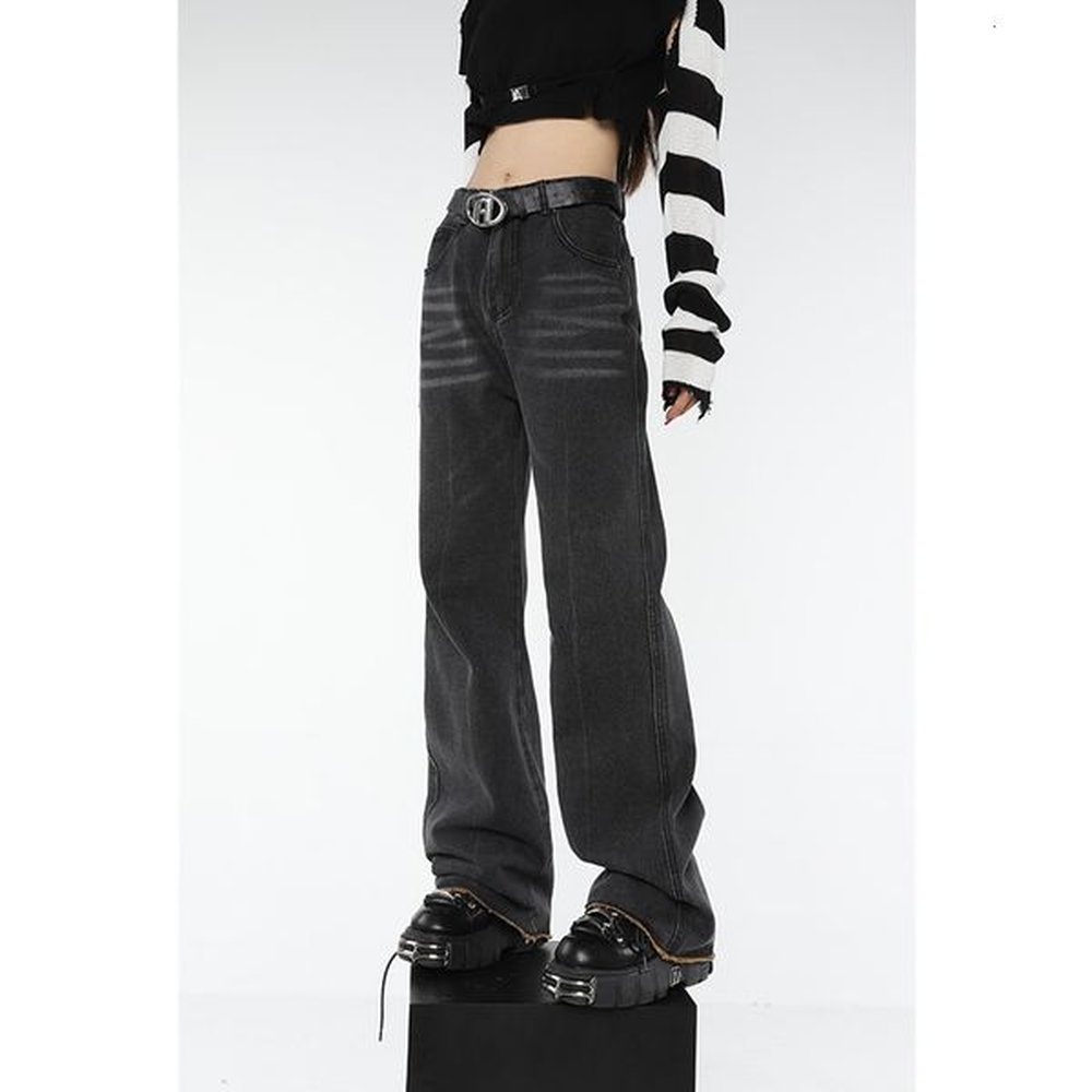 womens jeans vintage black high waisted women american fashion streetwear