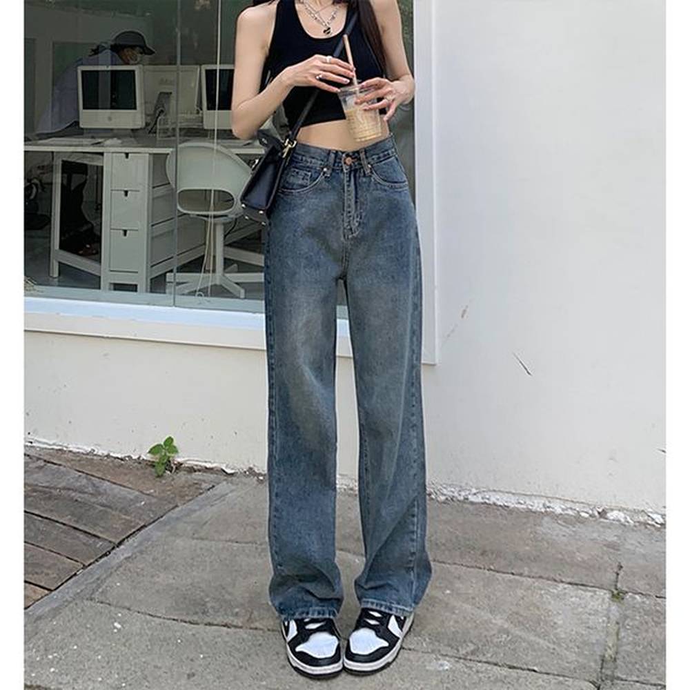 womens jeans vintage jeans womans high waist summer blue wide