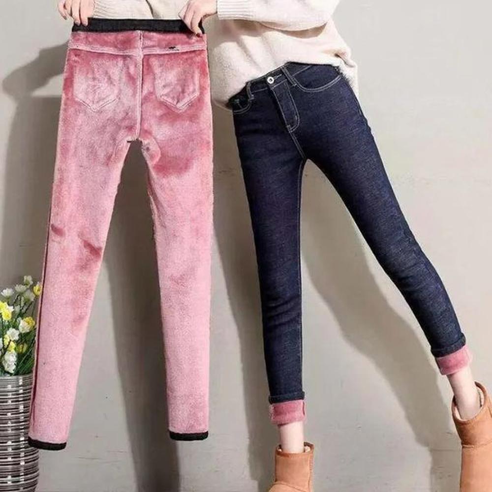 womens jeans women thermal jeans winter snow warm plush stretch