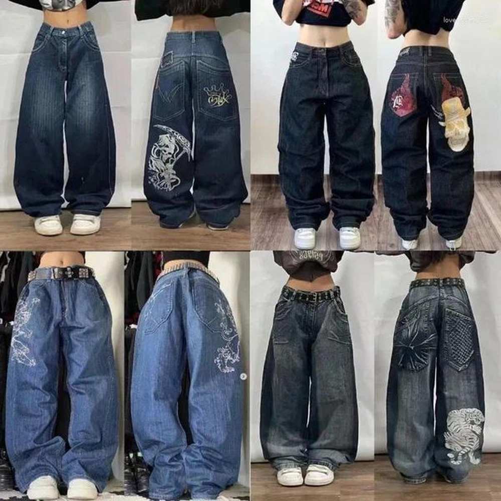 womens jeans yk baggy streetwear womens hip hop skull graphic