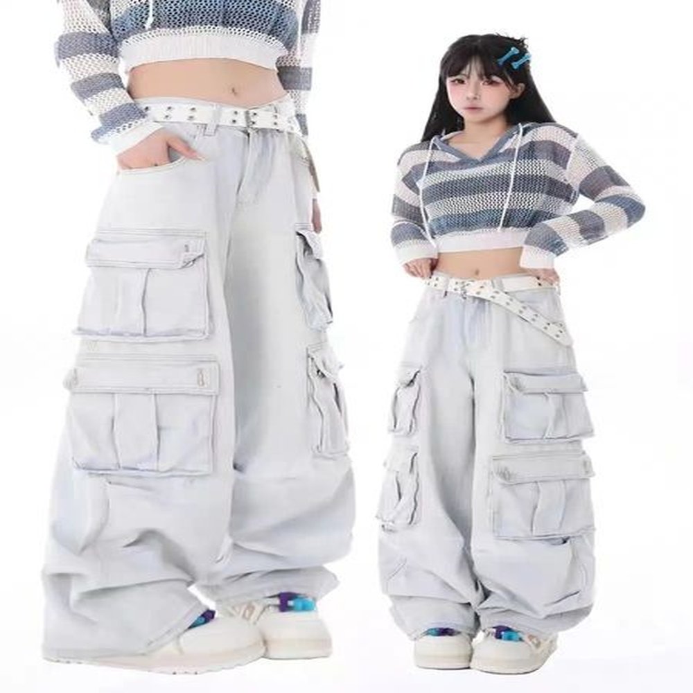 womens jumpsuits rompers street straight denim cargo pants overalls with