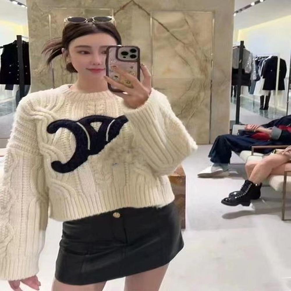 womens knit tshirt winter designer new long sleeve vintage twist