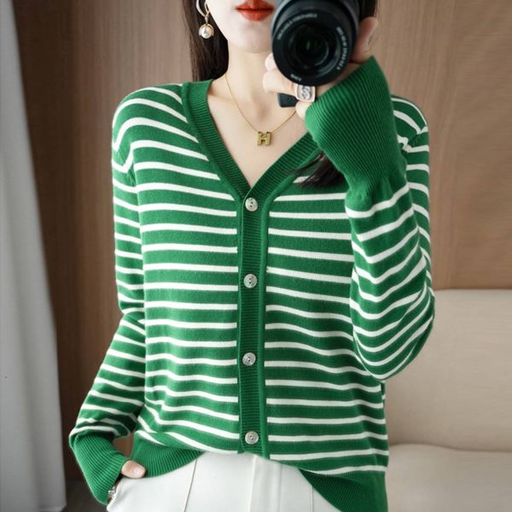womens knits tees cardigan vneck striped sweater cashmere knit ca