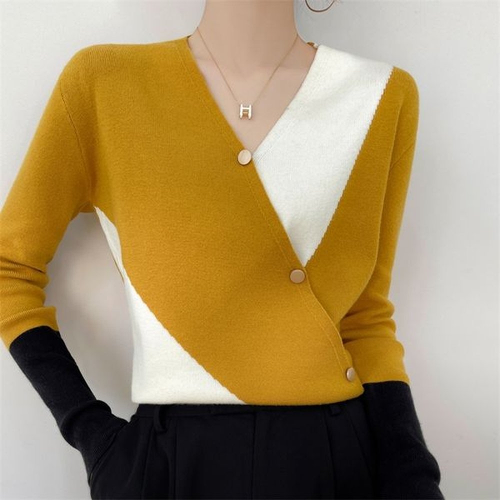 womens knits tees cashmere sweater colorblock casual pullover knitwear fashion