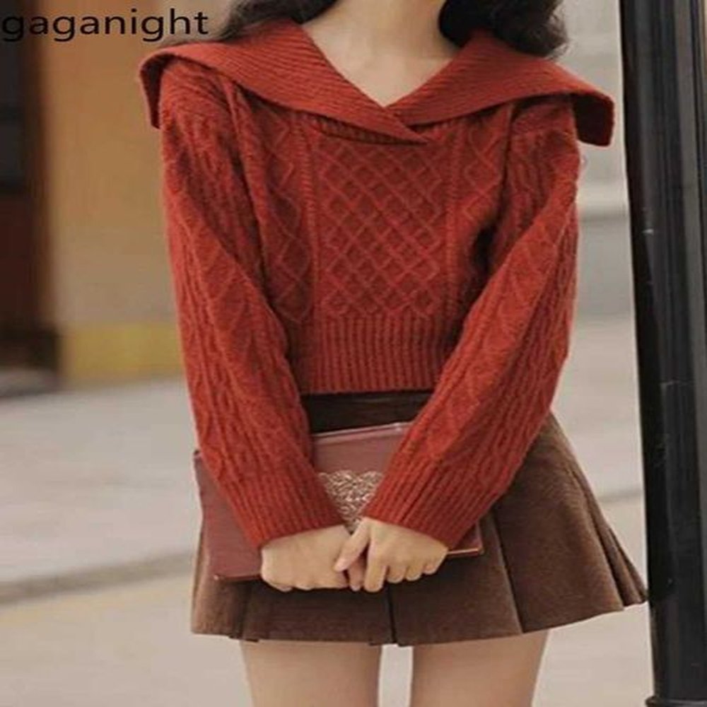 womens knits tees gaganight women navy collar retro japanese christmas
