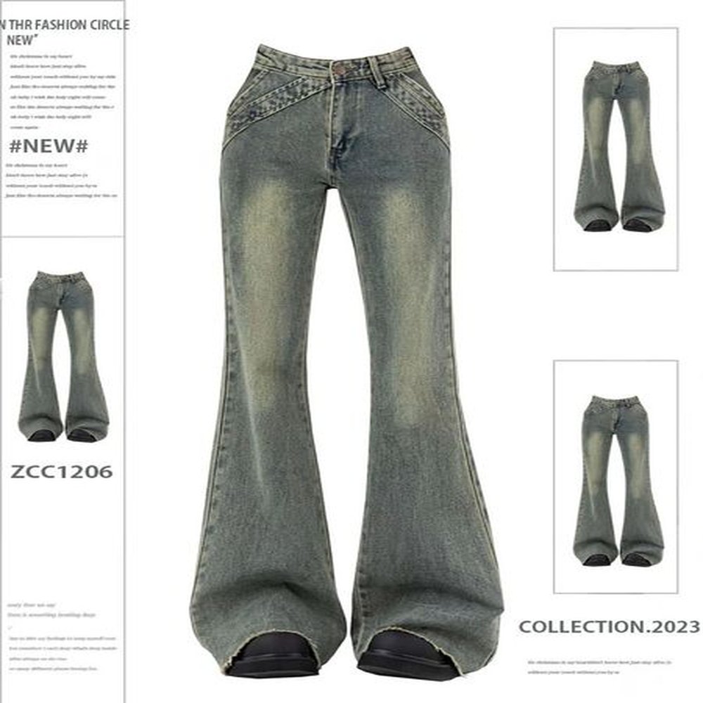 womens korean fashion bell bottom flare jean yk japanese street