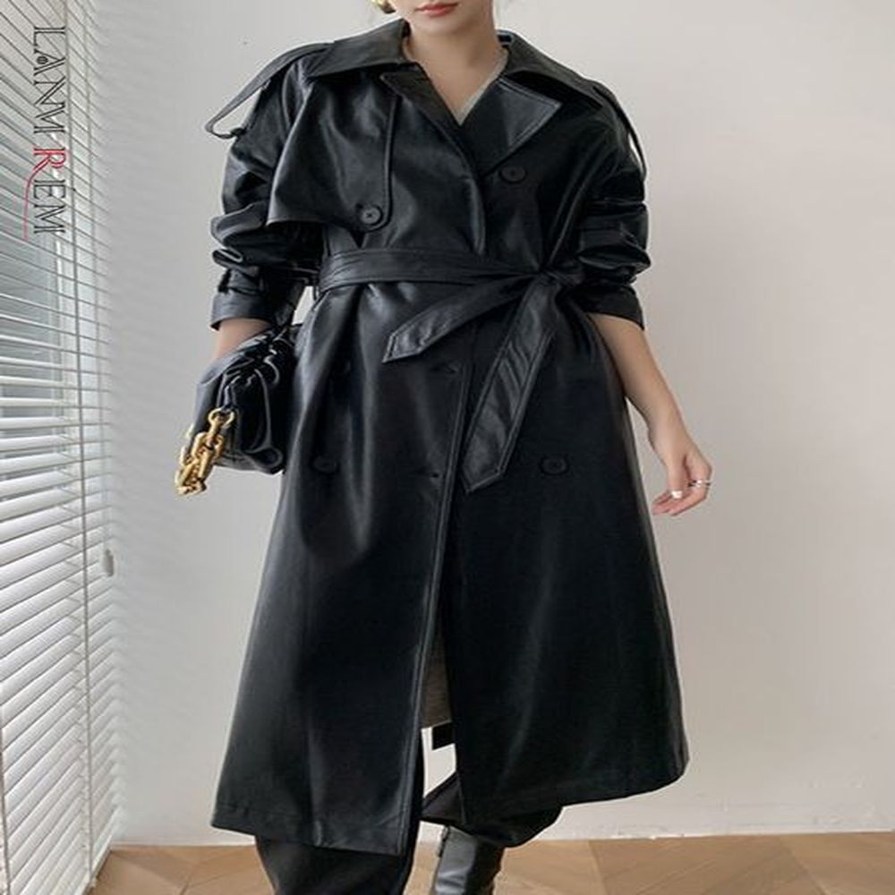 womens leather faux lanmrem pu coat for women lapel double