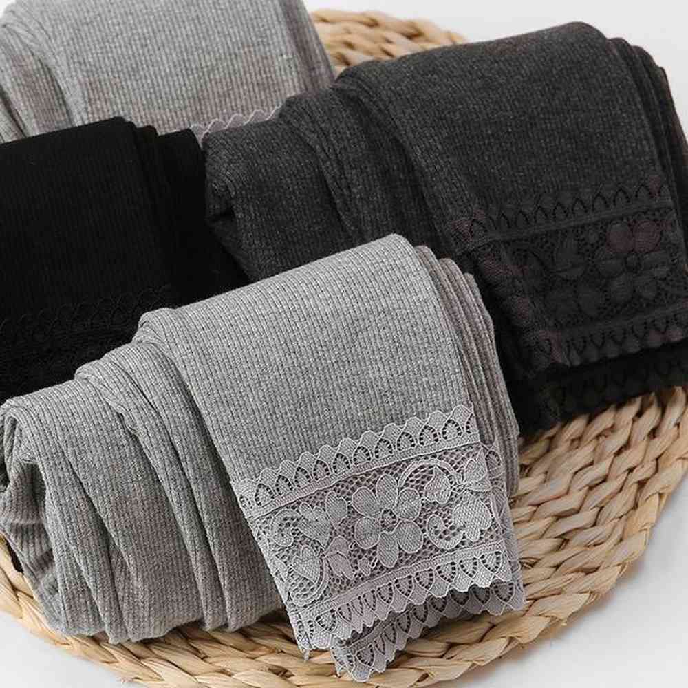 womens leggings autumn high waist lace ribbed outer wear