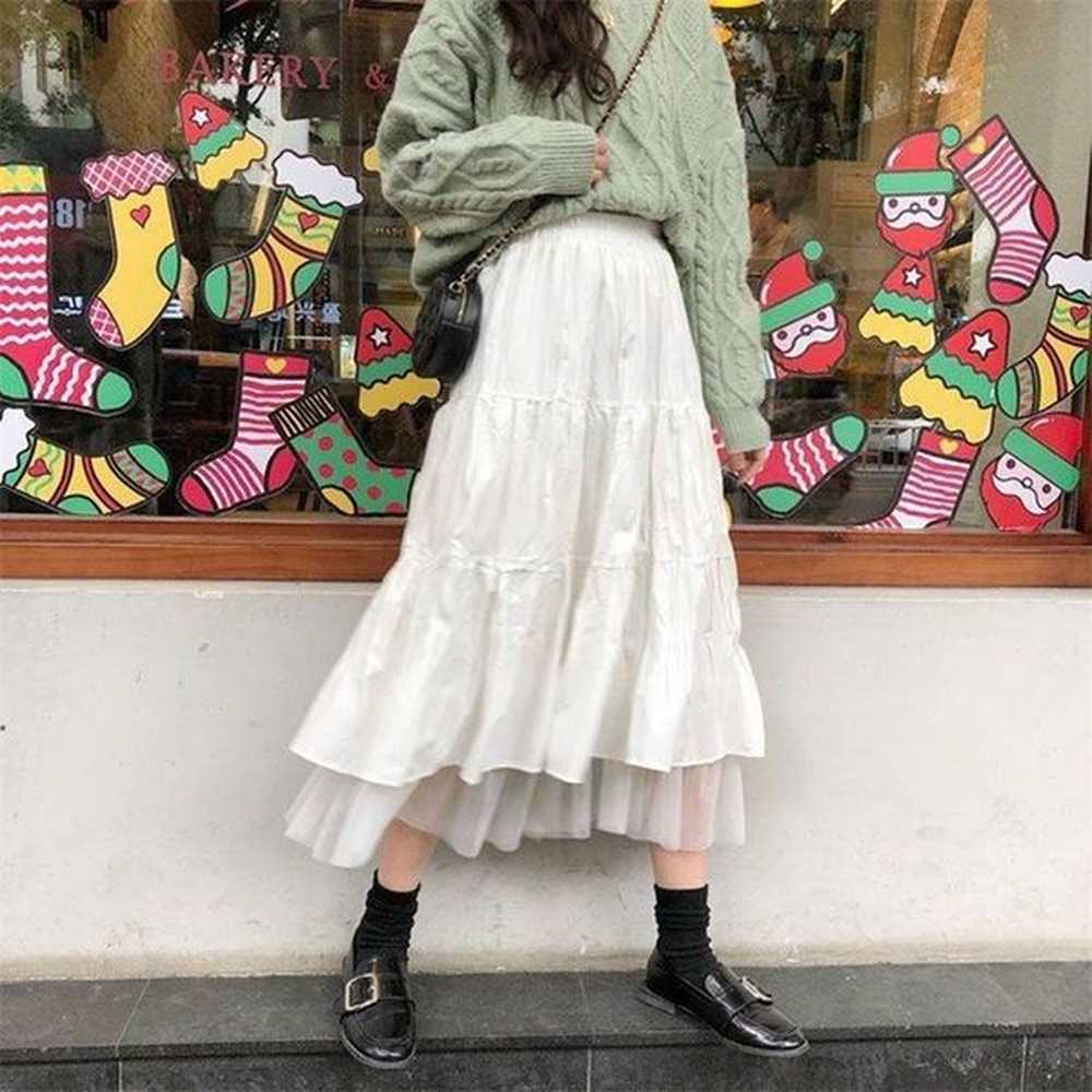 womens long skirt spring autumn korean style white black maxi