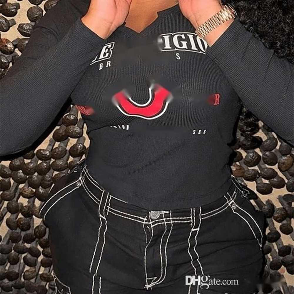 womens long sleeve tshirt designer letter print new fashion trend