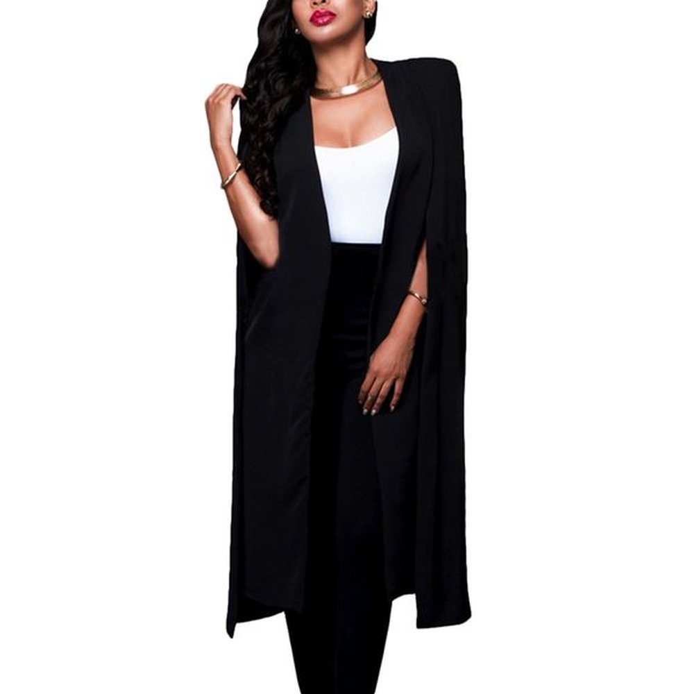 womens loose long cloak blazer cape trench cardigan coat open