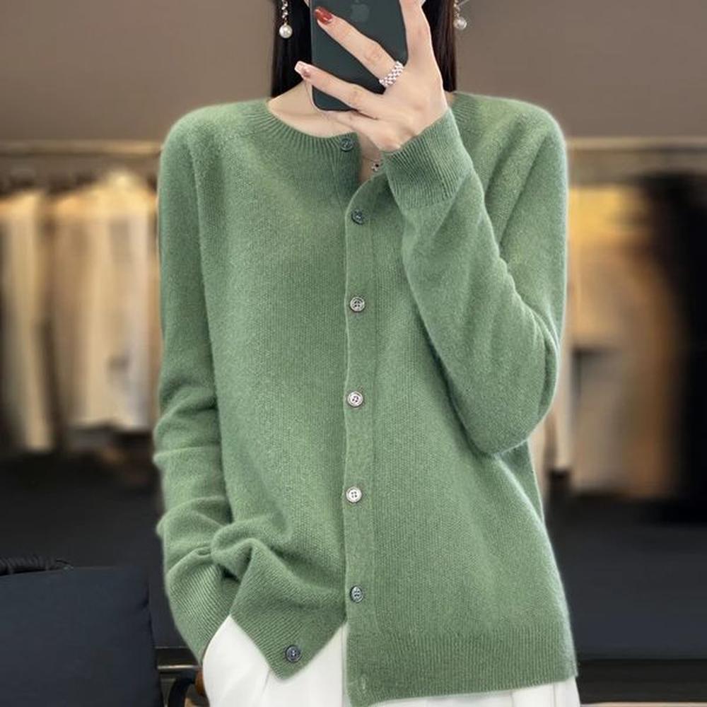 womens merino cashmere sweater longsleeved loose oneck cardigan