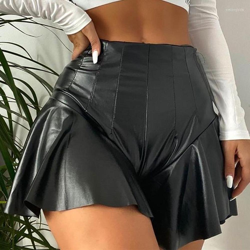 womens panties women faux leather mini pants aline ruffle zipper