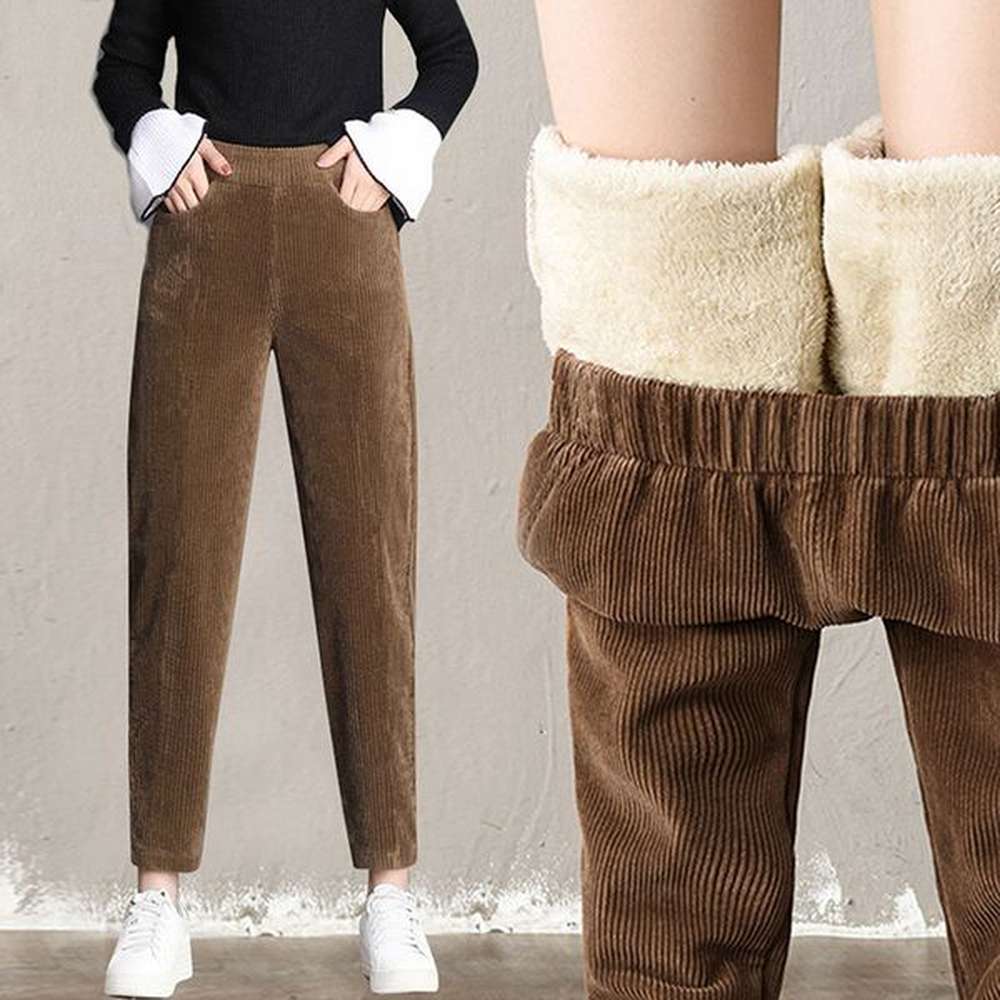 womens pants capris plush thick casual corduroy warm autumn winter
