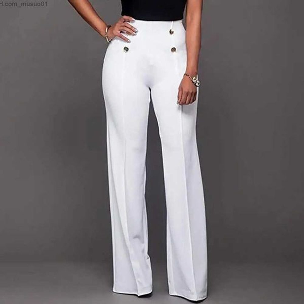 womens pants capris solid color flare pants women high waist