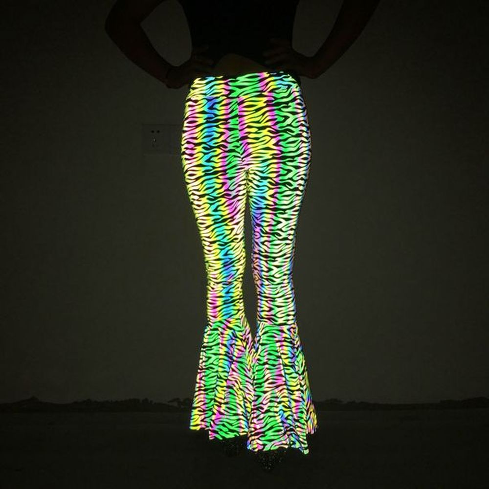 womens pants sexy stage dazzling reflective flare trousers women fashion