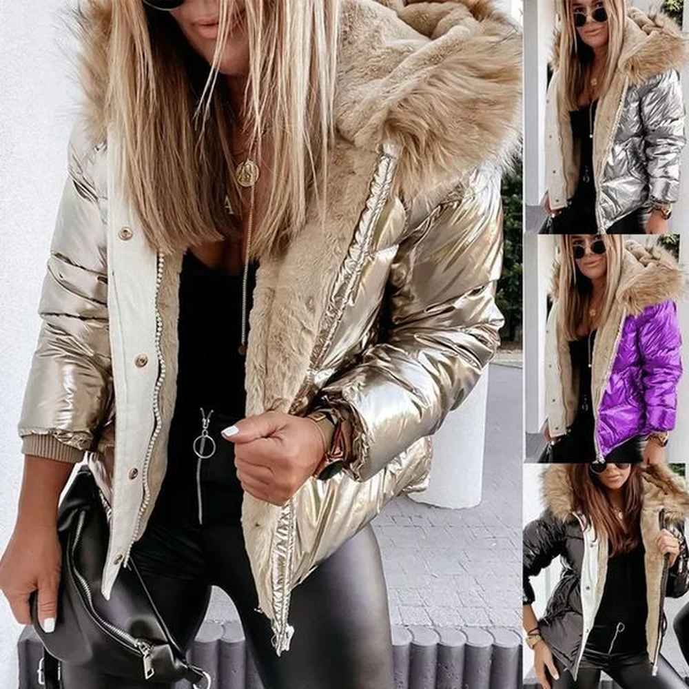 womens parkas winter hoodie loose fit short cotton jacket solid