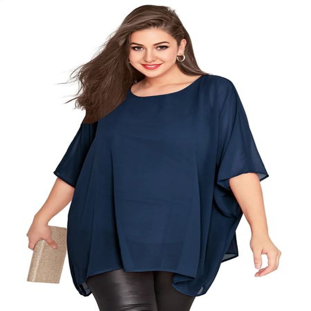 womens plus size elegant summer blouse batwing sleeve oversized chiffon