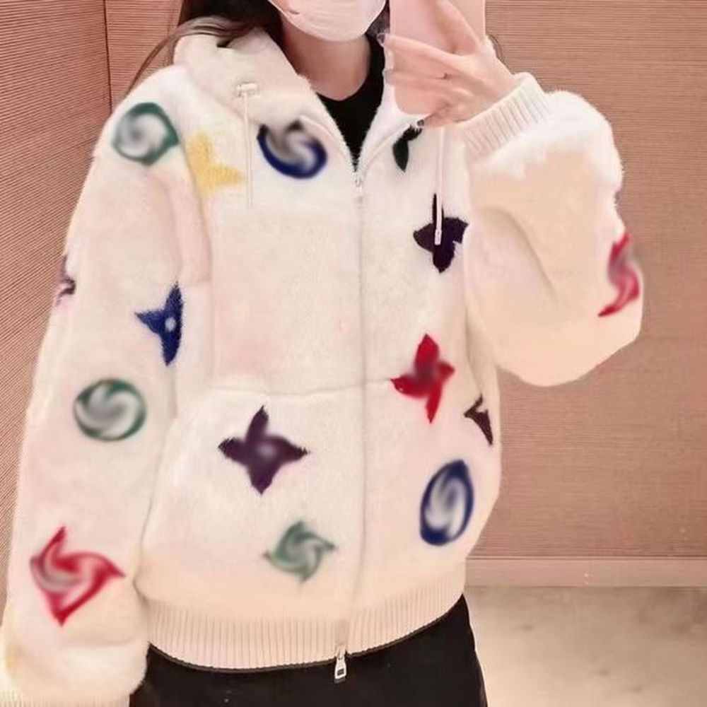 womens plush fur outerwear luxury letters coat new down woman
