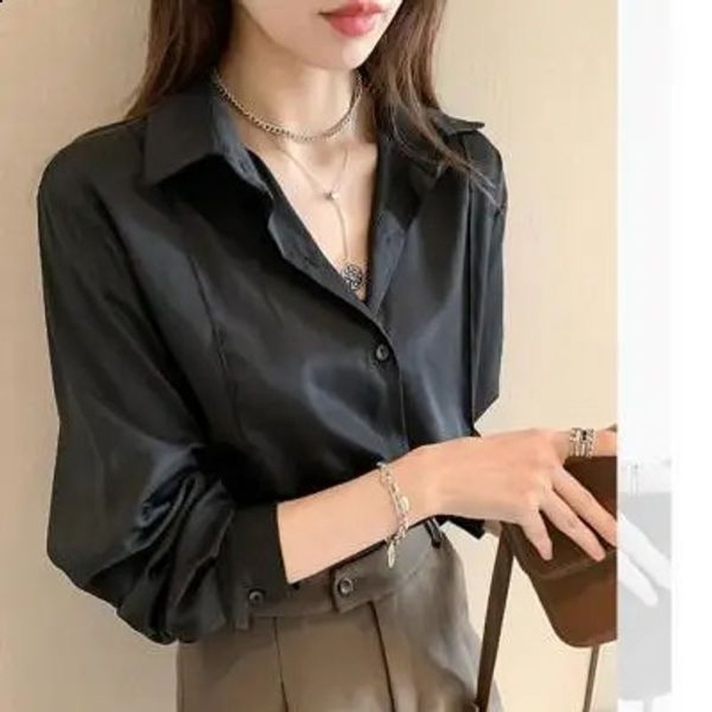 womens shirt white solid color loose oversized womens button korean