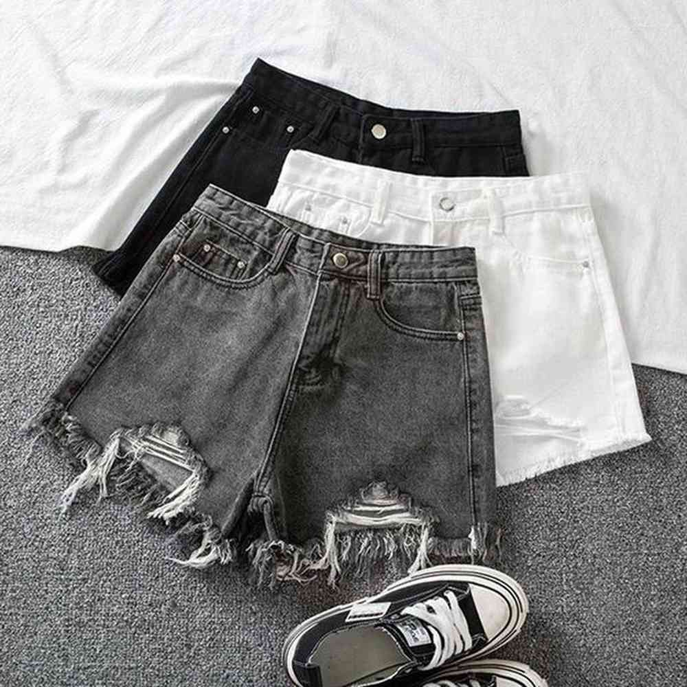 womens shorts hole denim women summer slim streetwear irregular wide