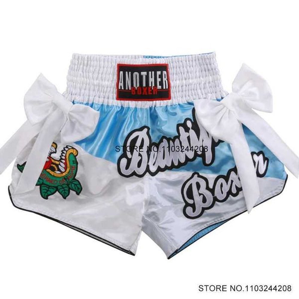 womens shorts muay thai shorts bow ribbons satin kick boxing
