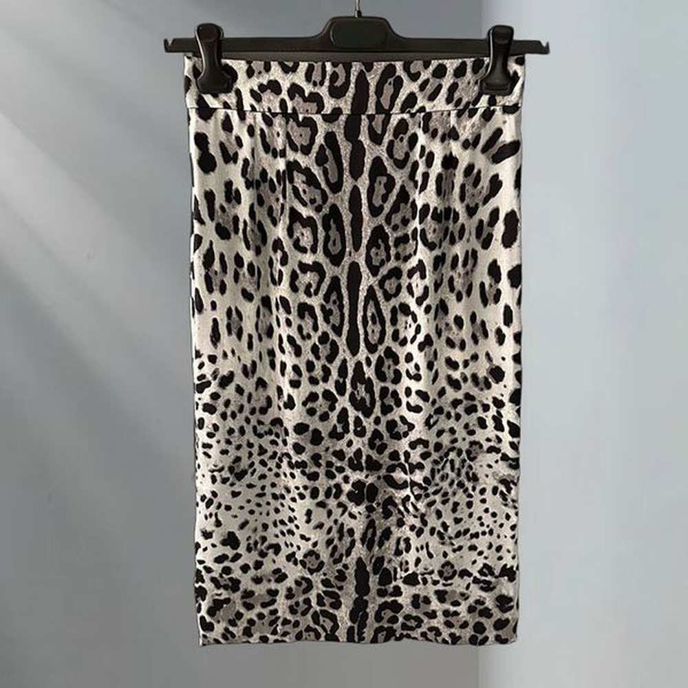 womens silk leopard print bag hip skirt elegant fashion high