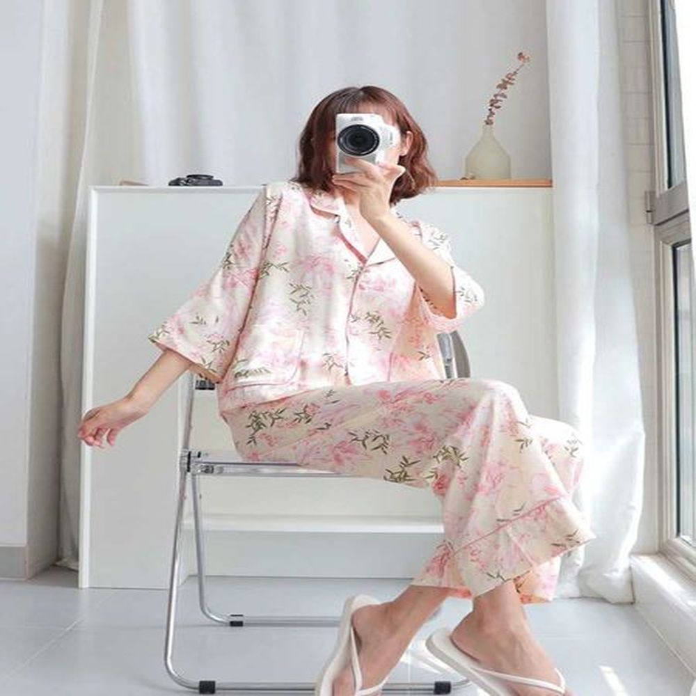 womens sleepwear ice silk pajamas womens summer sevenpoint slve suit