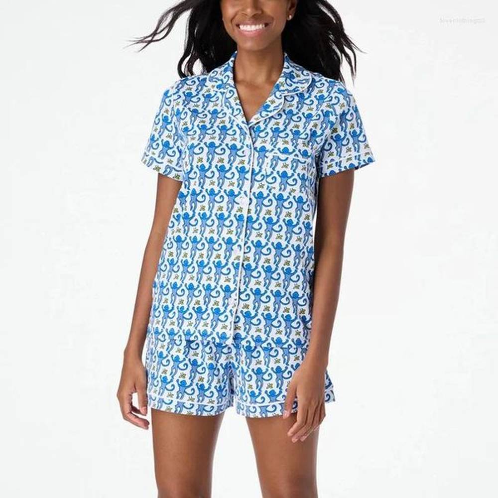 womens sleepwear preppy monkey pamas set women yk clothes lapel