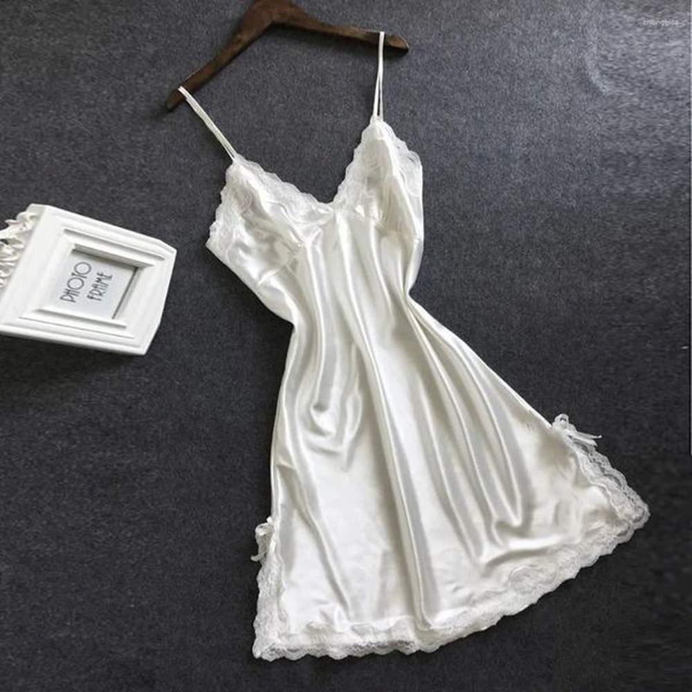 womens sleepwear women satin sexy bowknot chemises sleepdress lace panel