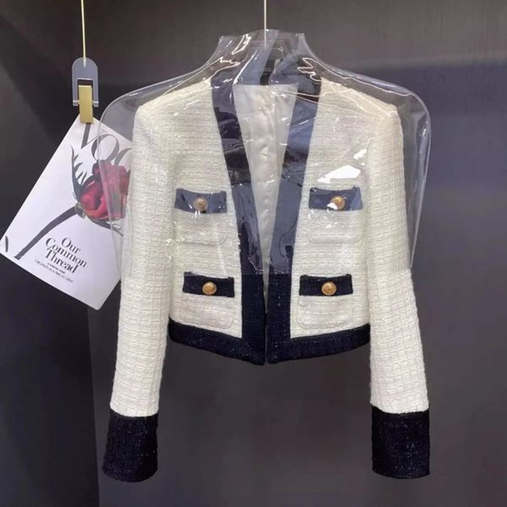 womens small fragrance wind tweed coat stylish vneck casual blazer