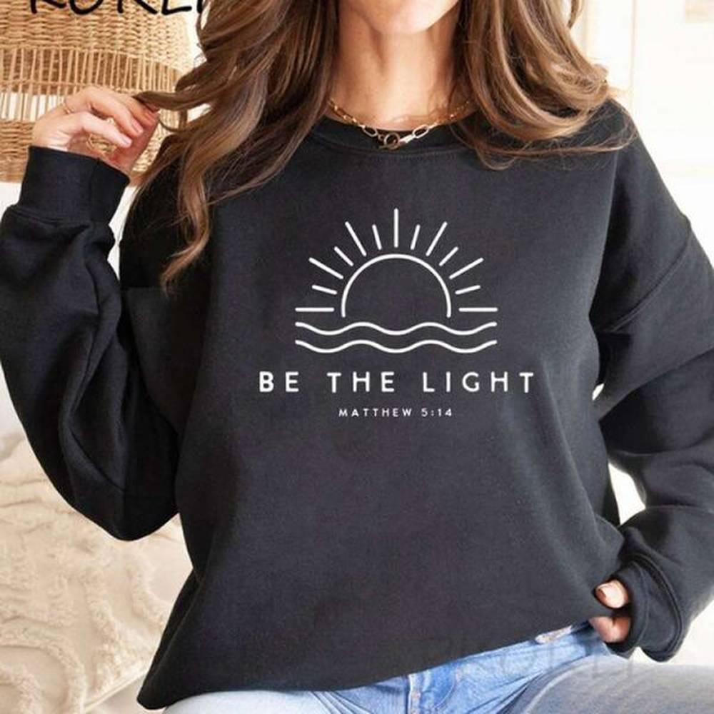 womens solid color slogan d printed long sleeve round