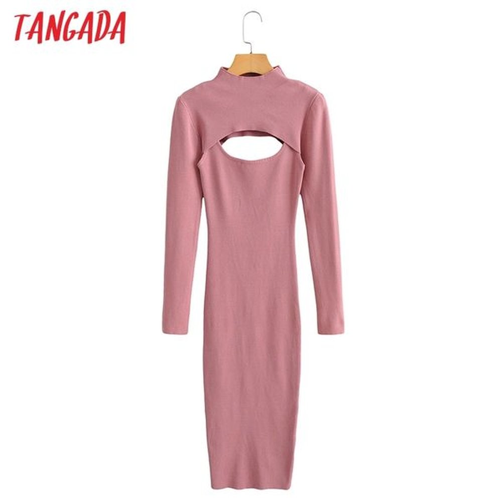 womens solid pink slim knit spring fashion suit piece