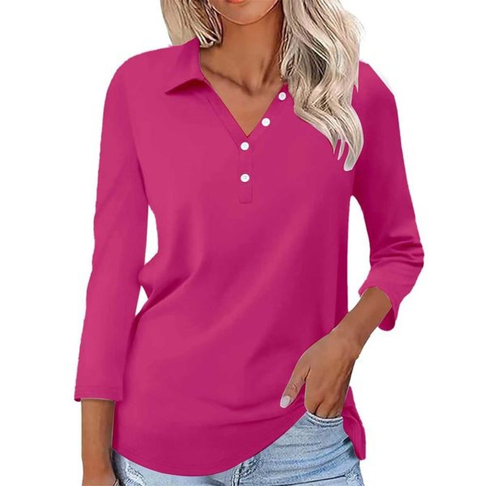 womens spring and autumn long sve tshirt shirt vneck lapel