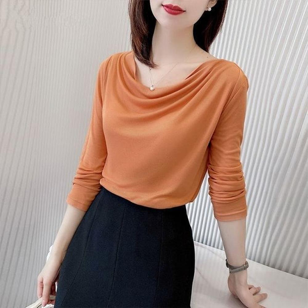 womens spring autumn style blouses shirt womens knitting long sleeve