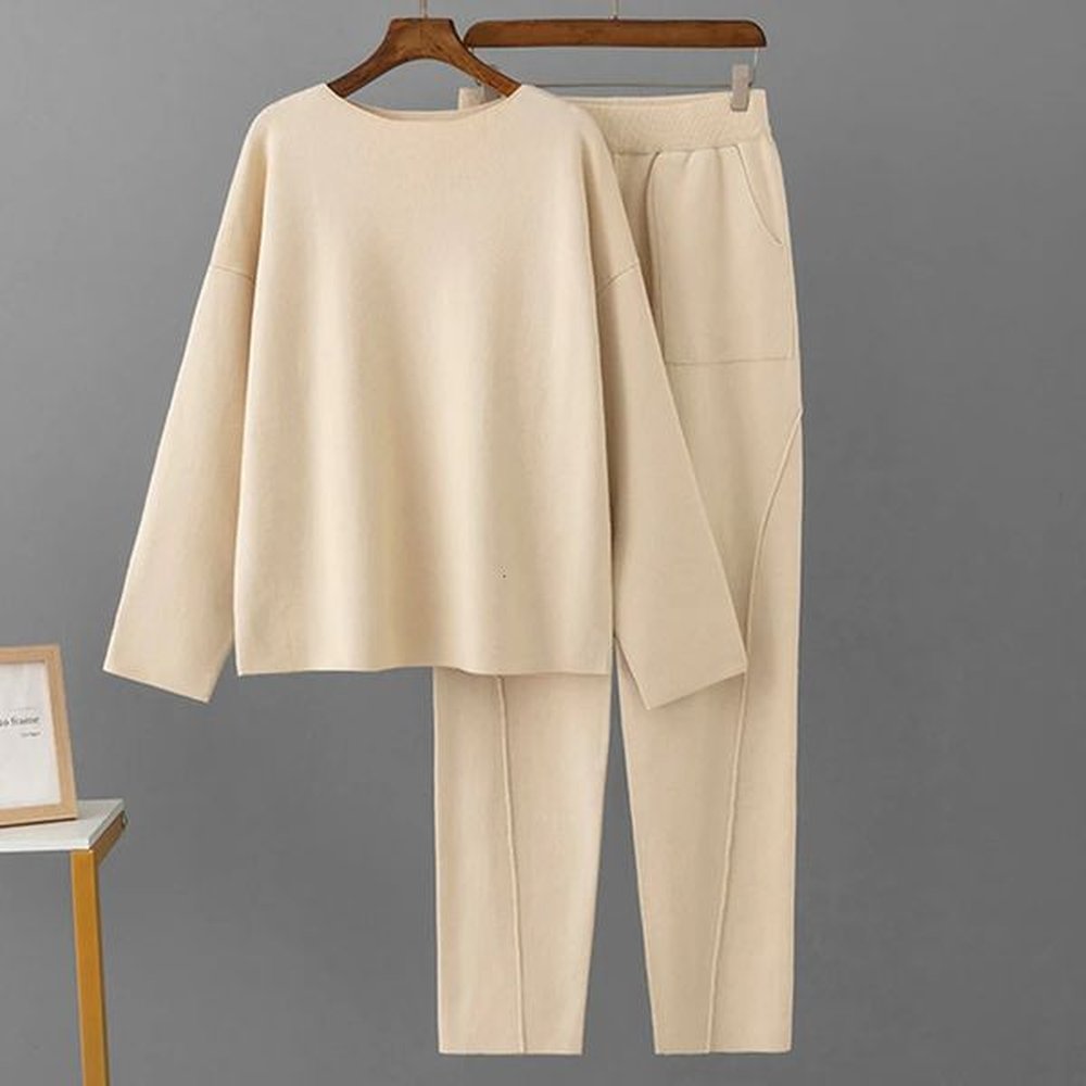 womens suit knitted pieces set tracksuits women autumn thick