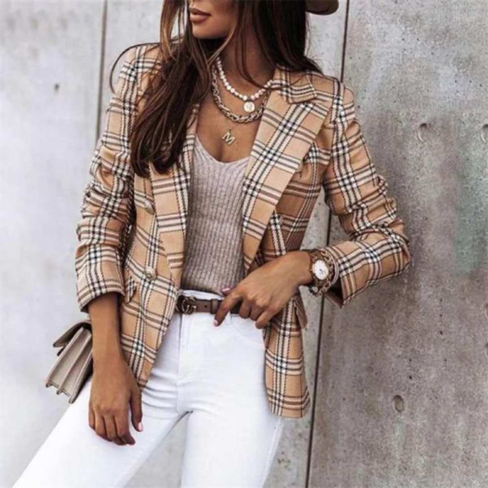 womens suits plaid blazer jacket women spring autumn long sleeve