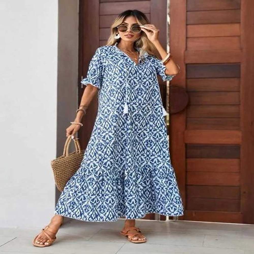 womens summer chiffon v neck short sve floral flowy a