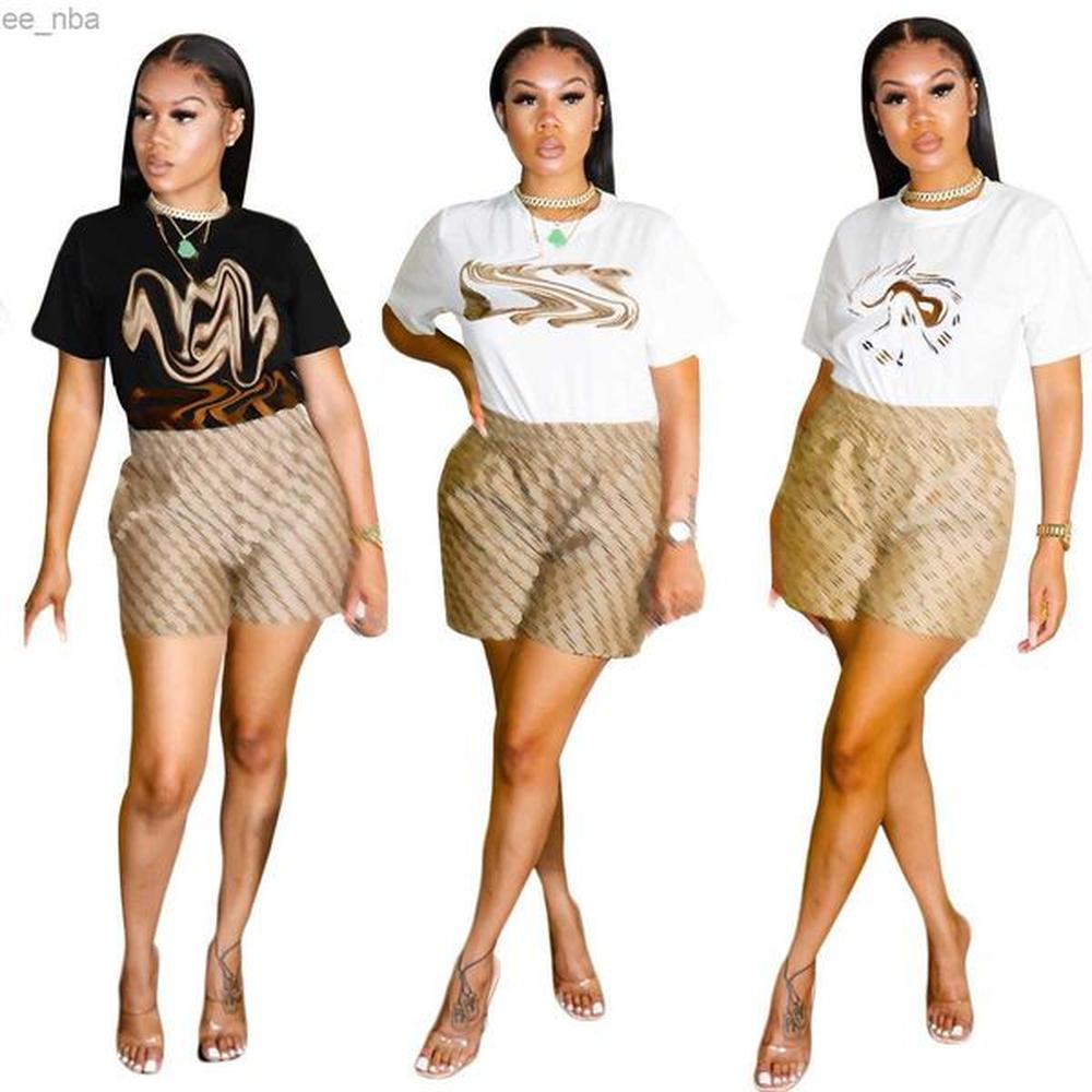 womens summer tracksuit set short sleeve oneck tshirt shorts casual