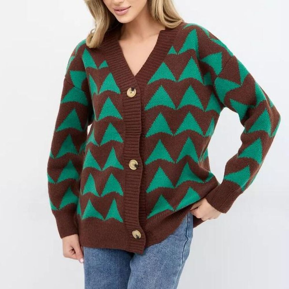womens sweater autumnwinter new retro jacquard vneck long sleeved