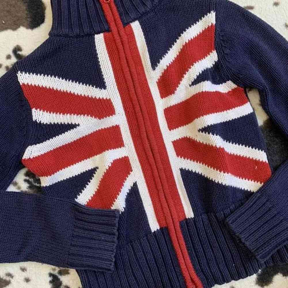 womens sweaters aesthetic slim fit printed knitted winter zipper long