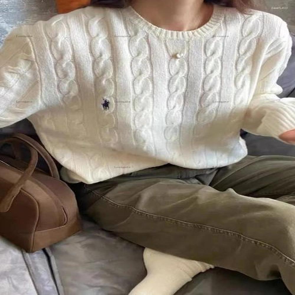 womens sweaters autumn and winter casual fried dough twist pullover
