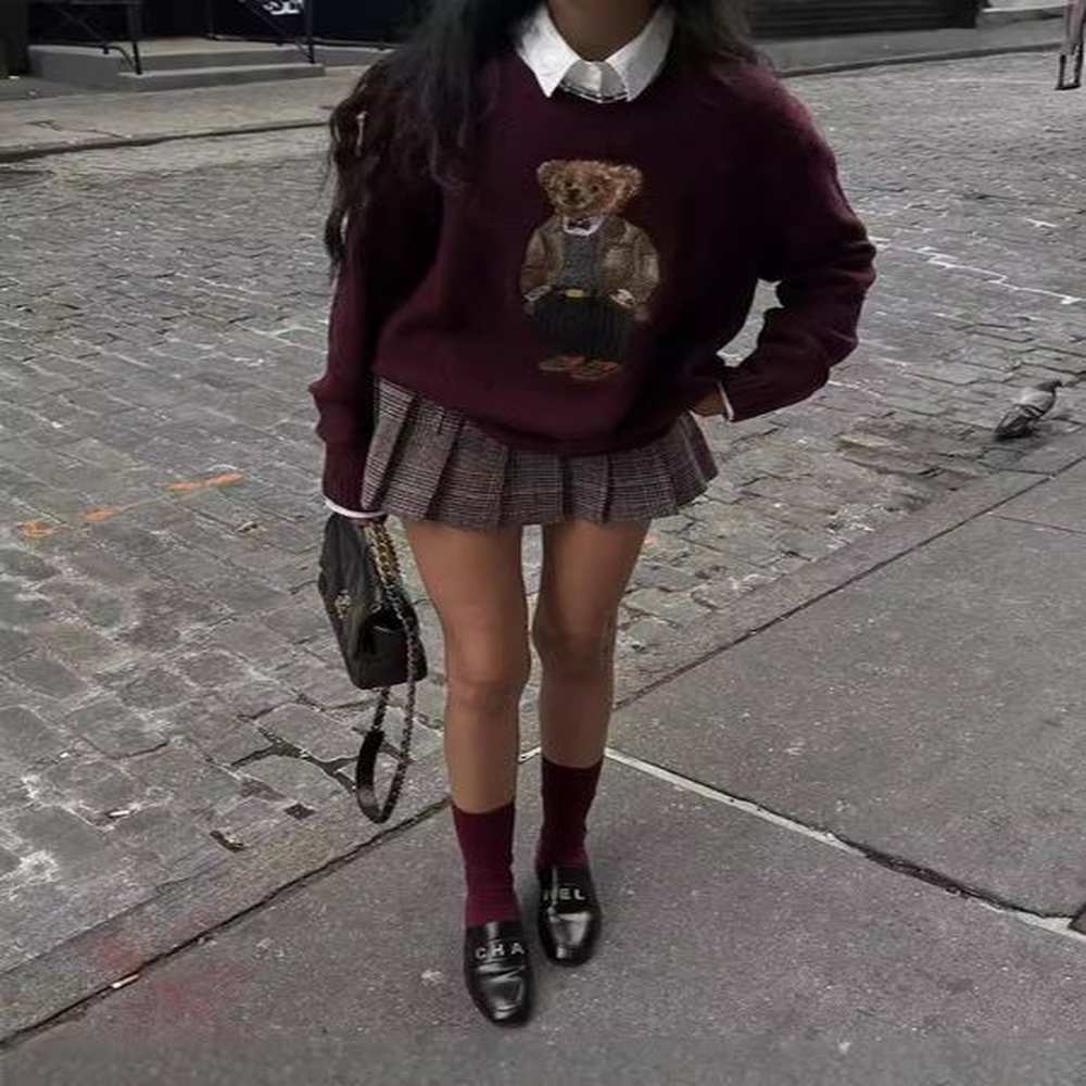 womens sweaters autumn and winter casual sweater with teddy bear