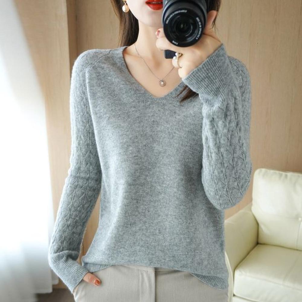womens sweaters autumn and winter vneck woolen sweater womens short
