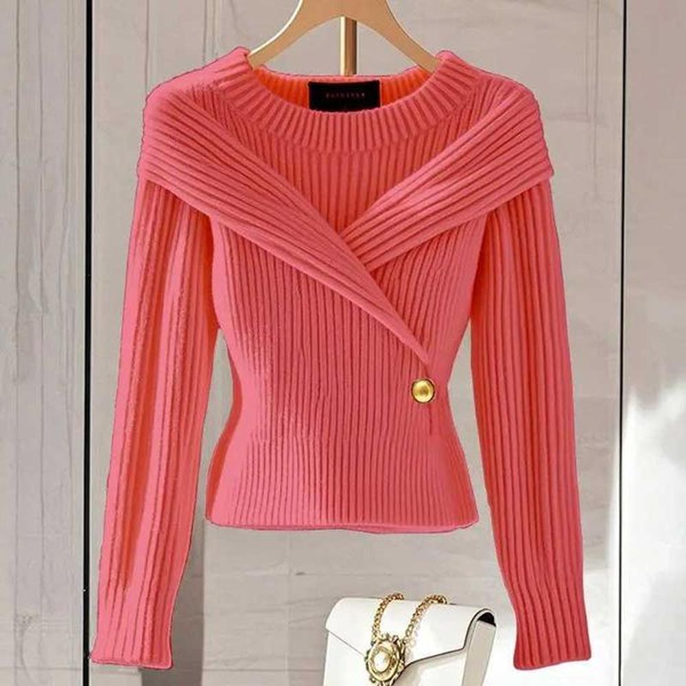 womens sweaters autumn new soft solid color longsleeved crew